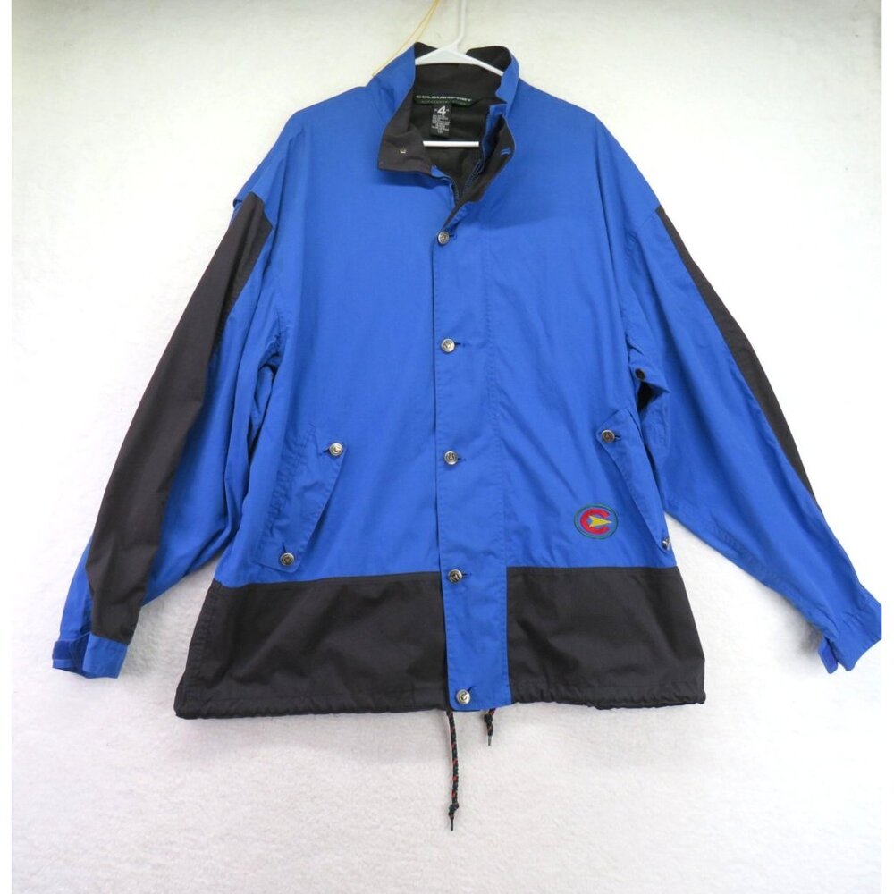 Vintage ColourSport‎ Alexander Julian Jacket Mens XL Blue Black Windbreaker 90s